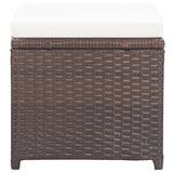 Patio Stools 2 pcs with Cushions Poly Rattan Brown