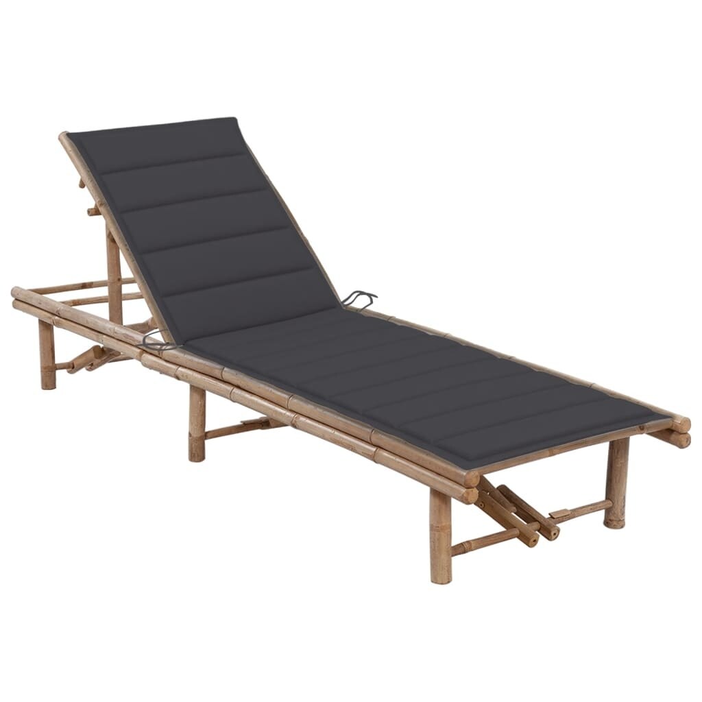 Patio Sun Lounger with Cushion Bamboo