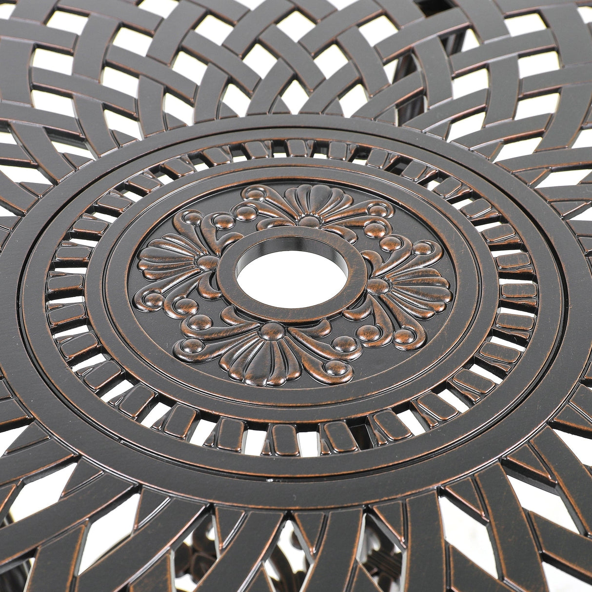 Patio Table Round Outdoor Coffee Table with Umbrella Hole