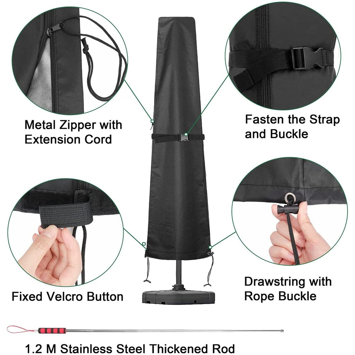 Patio Umbrella Parasol Cover Waterproof Outdoor Market Umbrella Cover - Fit Market Umbrella 7ft-11ft