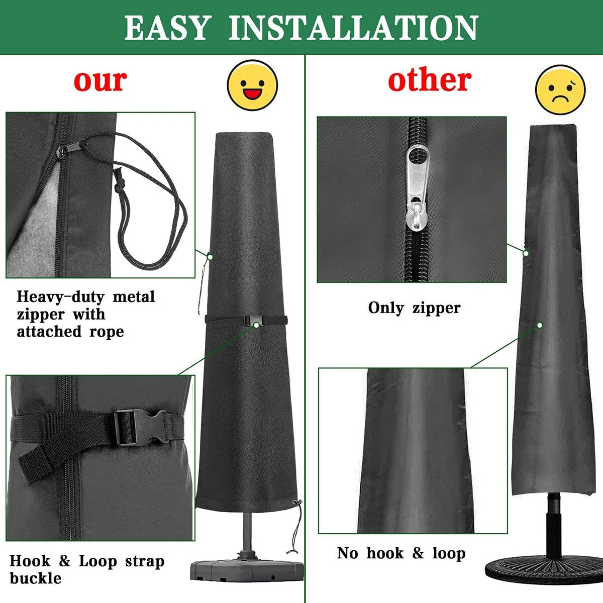 Patio Umbrella Parasol Cover Waterproof Outdoor Market Umbrella Cover - Fit Market Umbrella 7ft-11ft