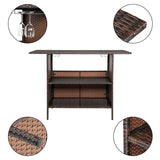 Patio Wicker Bar Table with Cup Holder