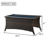 Patio Wicker Rattan Coffee Table Glass Top Rattan Table