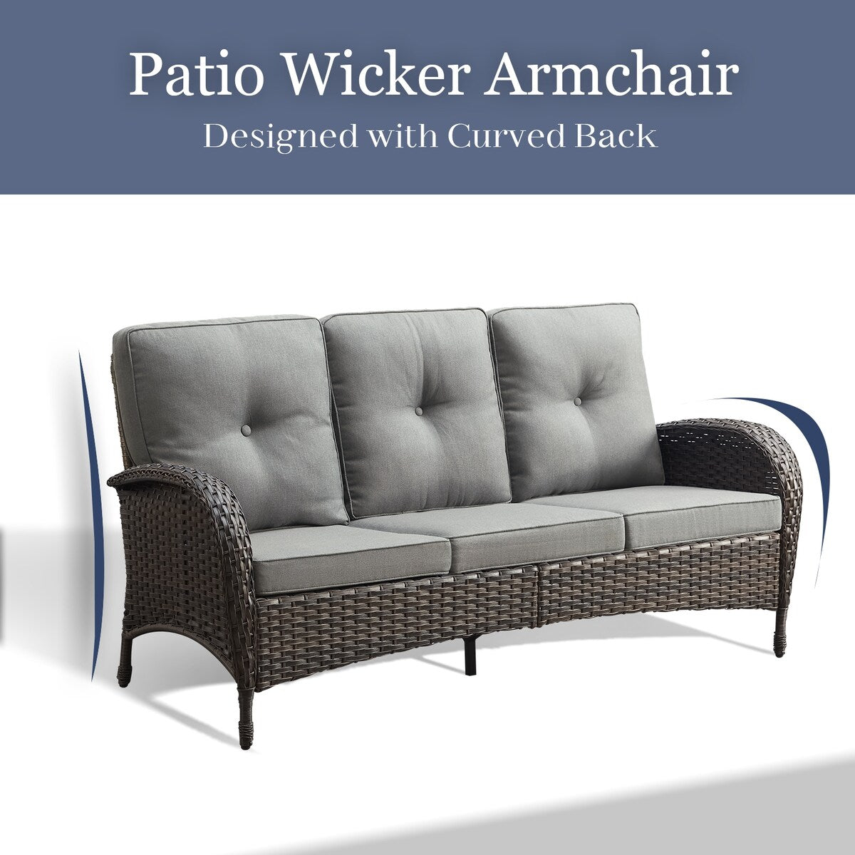 Patio Wicker Sofa Swivel Chair Set of 8