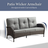 Patio Wicker Sofa Swivel Chair Set of 8