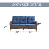 Patio Wicker Sofa Swivel Chair Set of 8