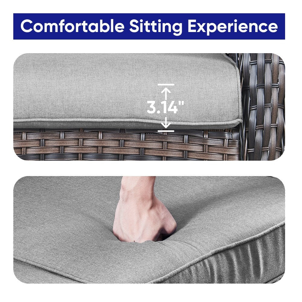 Patio Wicker Sofa Swivel Chair Set of 8
