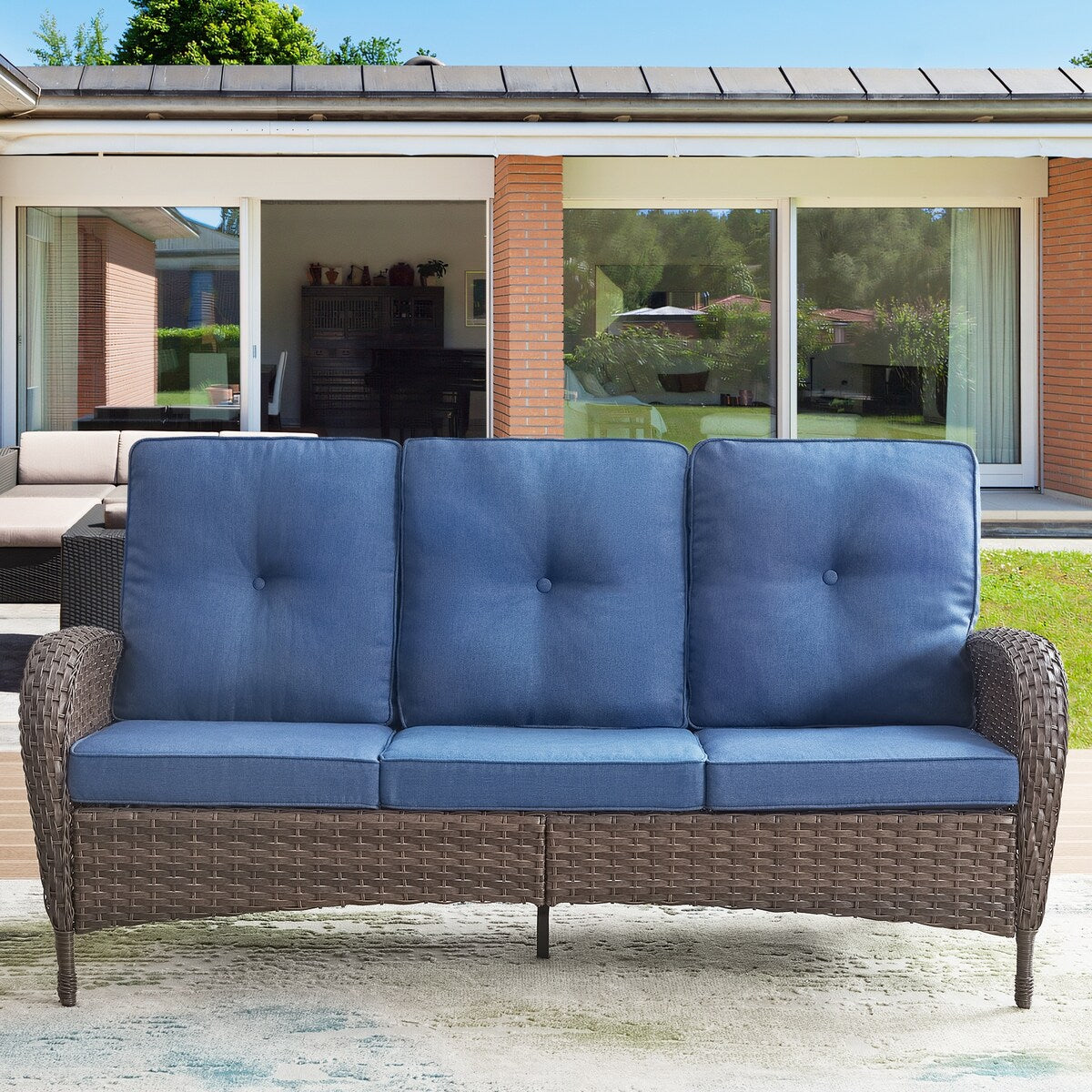 Patio Wicker Sofa Swivel Chair Set of 8
