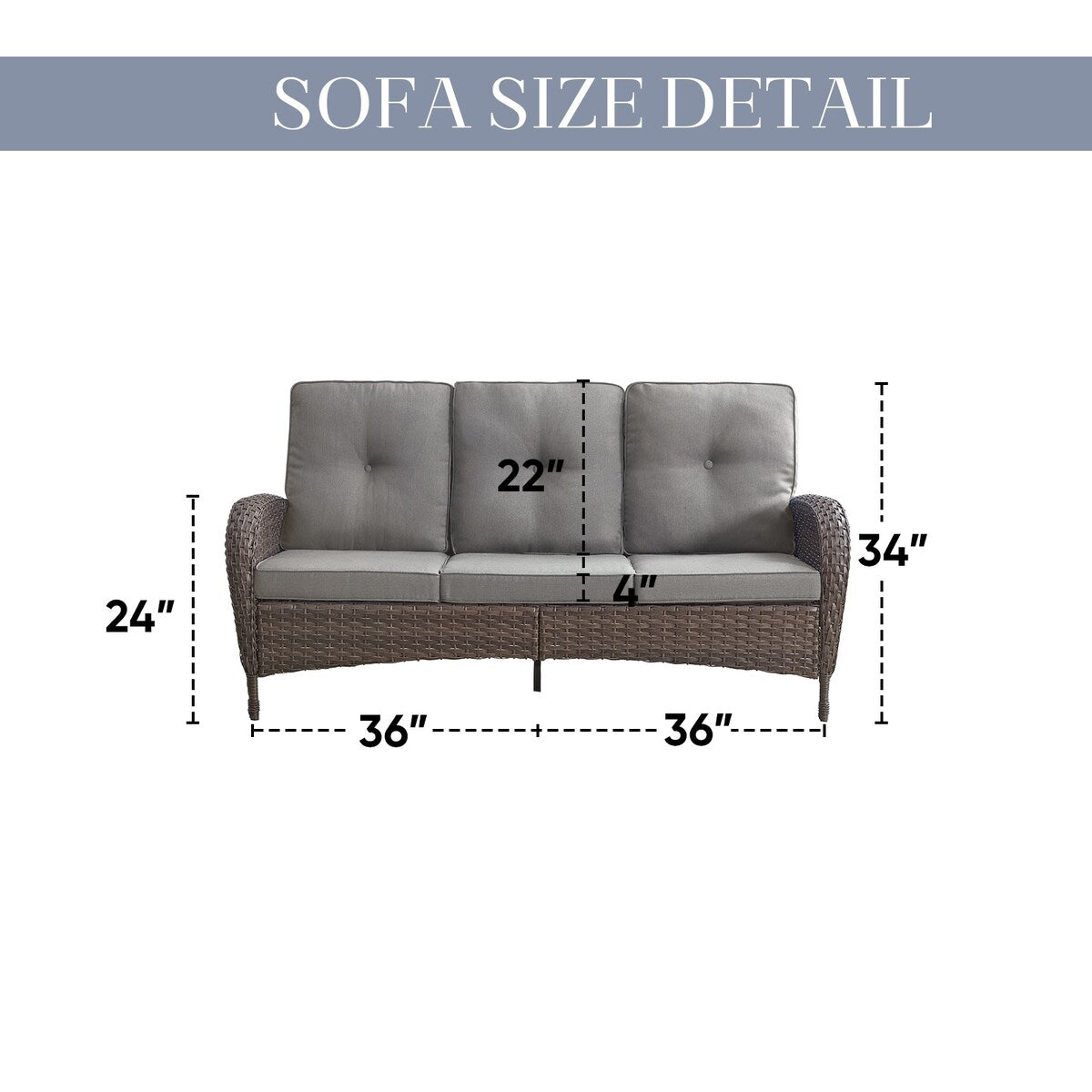 Patio Wicker Sofa Swivel Chair Set of 8