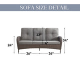 Patio Wicker Sofa Swivel Chair Set of 8