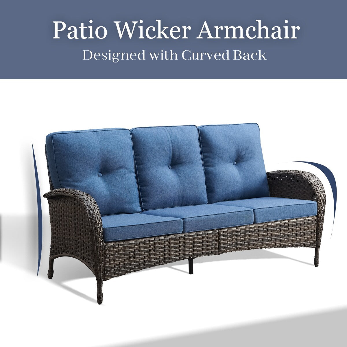 Patio Wicker Sofa Swivel Chair Set of 8
