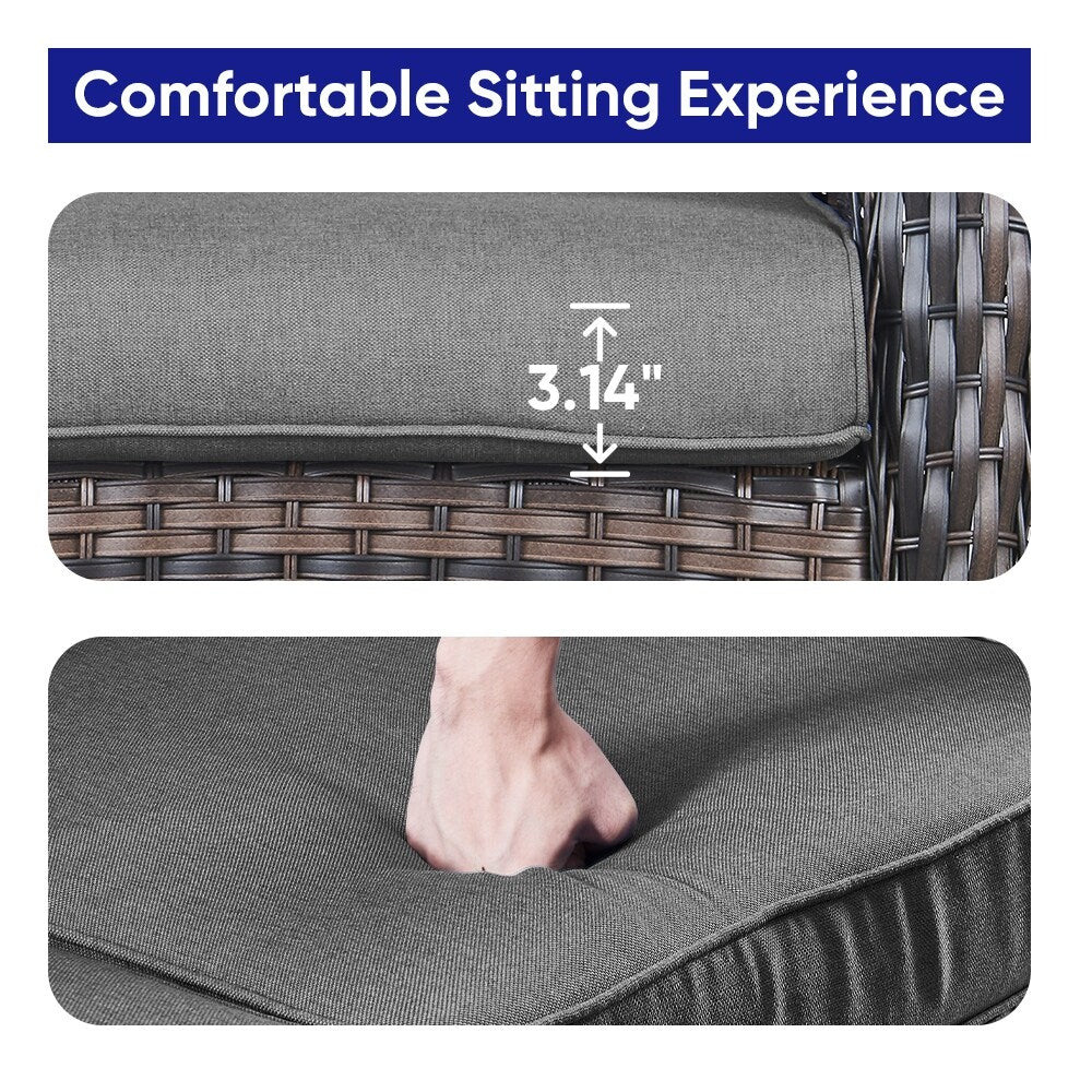 Patio Wicker Sofa Swivel Chair Set of 8