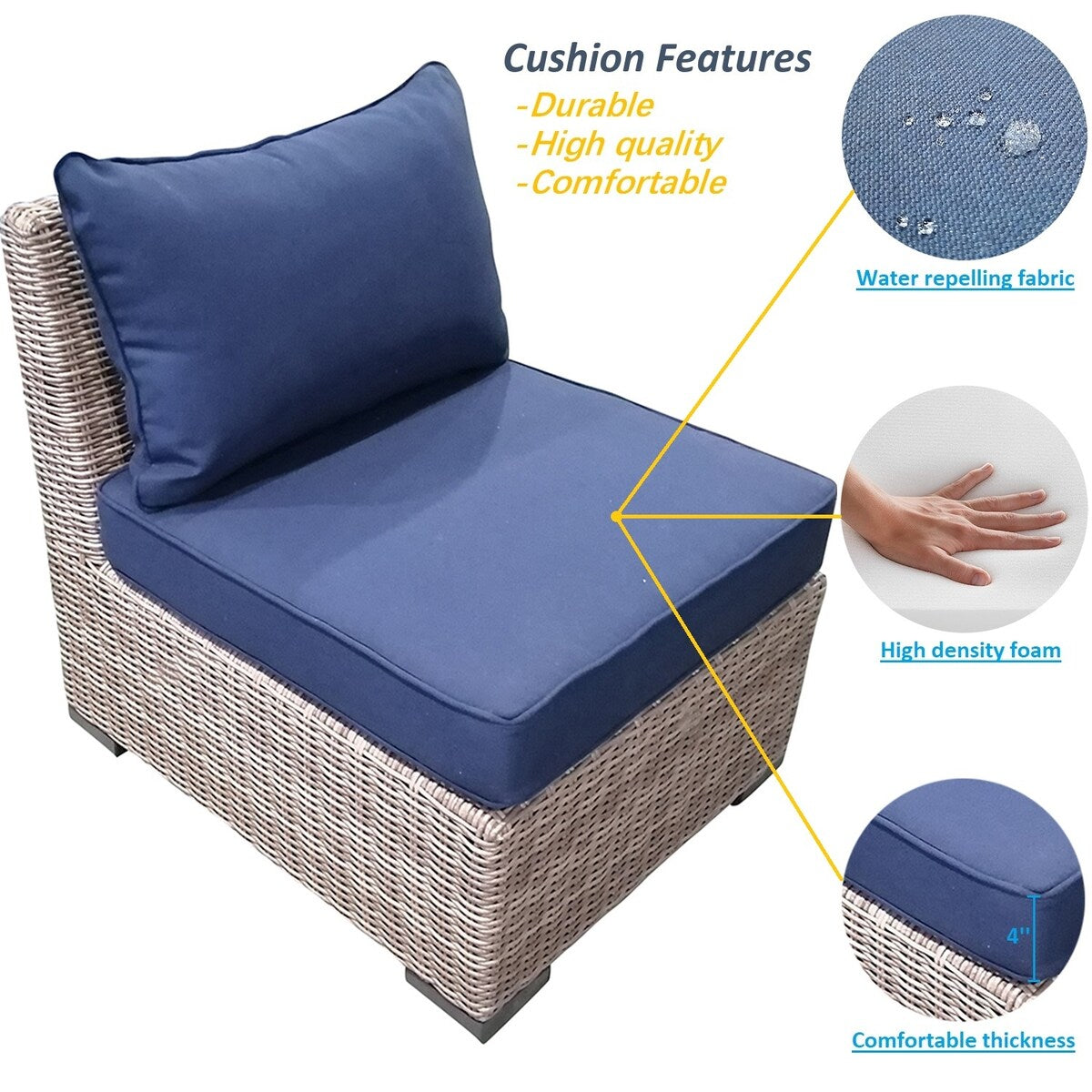 Patio8 Outdoor Sectional 9pcs Gray Wicker Patio Casual Furniture Set