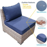 Patio8 Outdoor Sectional 9pcs Gray Wicker Patio Casual Furniture Set
