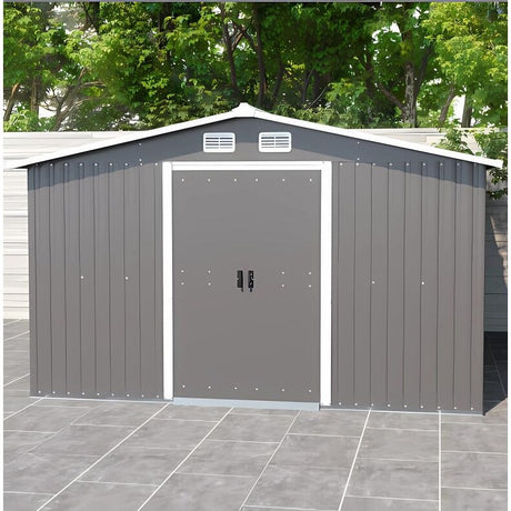 Patio, Lawn & Garden,Metal Outdoor Storage Shed 10FT x 12FT,Lockable Door Metal Garden Shed