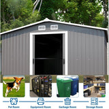 Patio, Lawn & Garden,Metal Outdoor Storage Shed 10FT x 12FT,Lockable Door Metal Garden Shed