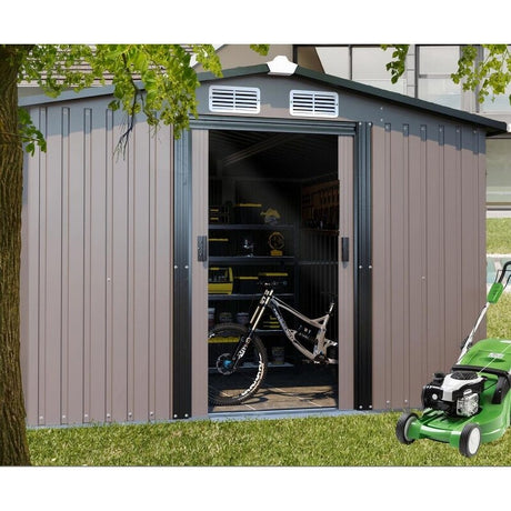 Patio, Lawn & Garden,Metal Outdoor Storage Shed 10FT x 8FT, Lockable Door Metal Garden Shed Steel Anti-Corrosion Storage House