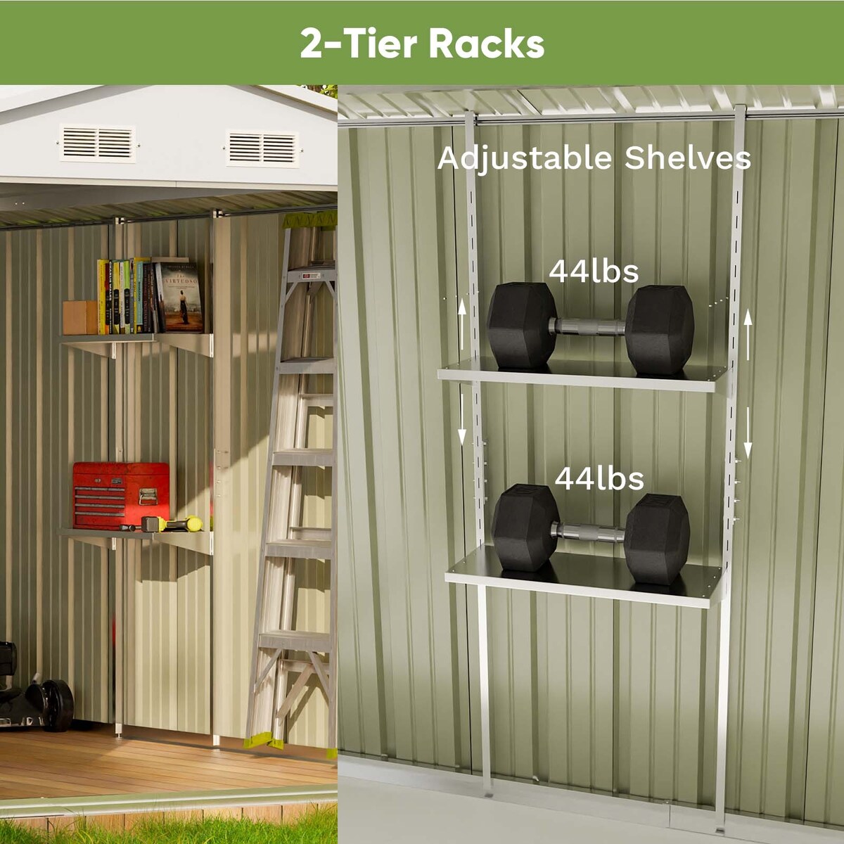 Patiowell 8 x 12 Outdoor Storage Shed with Shelf, Easy Installation