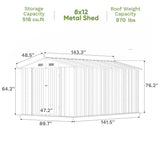 Patiowell 8 x 12 Outdoor Storage Shed with Shelf, Easy Installation