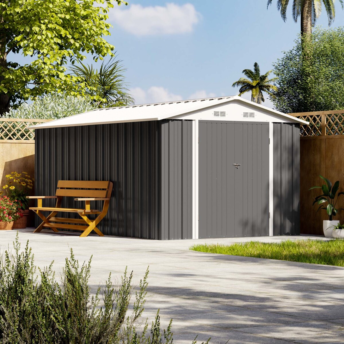Patiowell 8 x 12 Outdoor Storage Shed with Shelf, Easy Installation