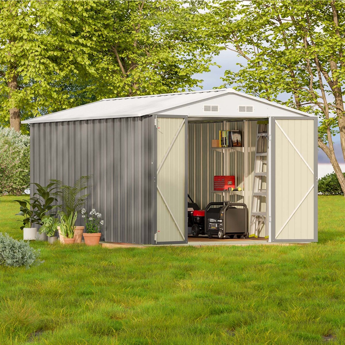Patiowell 8 x 12 Outdoor Storage Shed with Shelf, Easy Installation