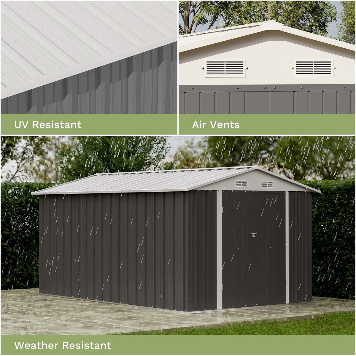 Patiowell 8 x 12 Outdoor Storage Shed with Shelf, Easy Installation