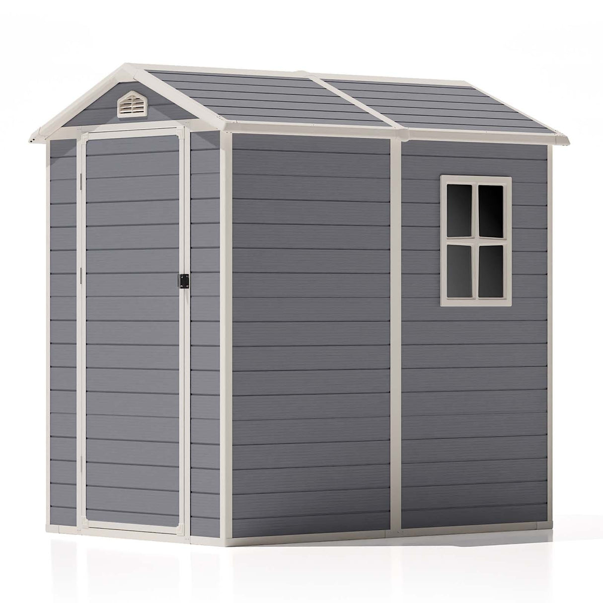 Patiowell 4' x 6' & 8' x 6' Plastic Outdoor Storage Shed with Floor to Store Patio Furniture and Tools, Grey
