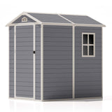 Patiowell 4' x 6' & 8' x 6' Plastic Outdoor Storage Shed with Floor to Store Patio Furniture and Tools, Grey