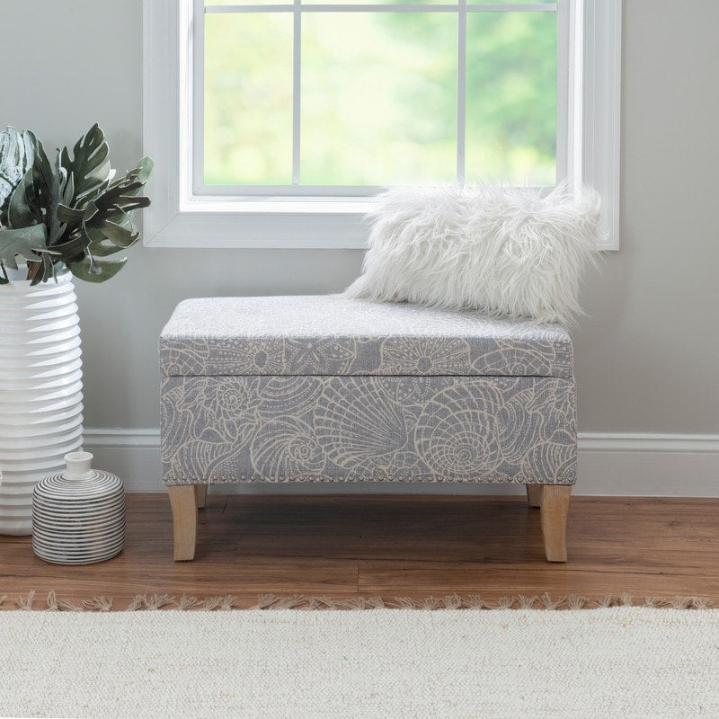 Patrice Stone Upholstered Storage Ottoman Bench