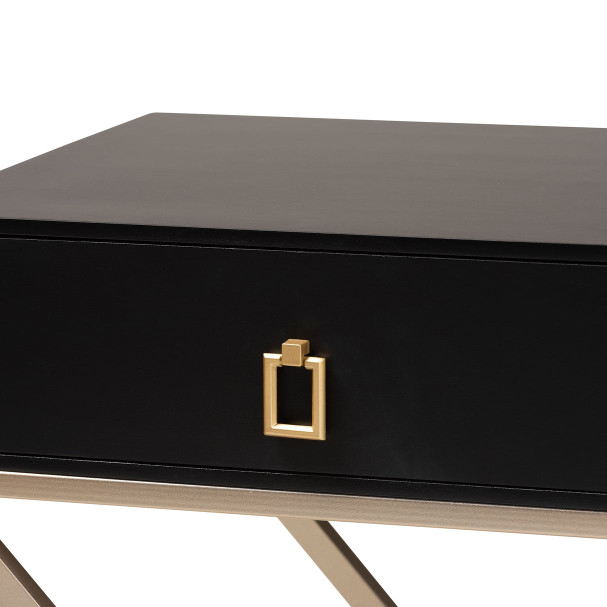 Baxton Studio Patricia Modern and Contemporary Wood and Powder Coated Brass Effect Metal 1-Drawer End Table