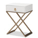 Baxton Studio Patricia Modern and Contemporary Wood and Powder Coated Brass Effect Metal 1-Drawer End Table