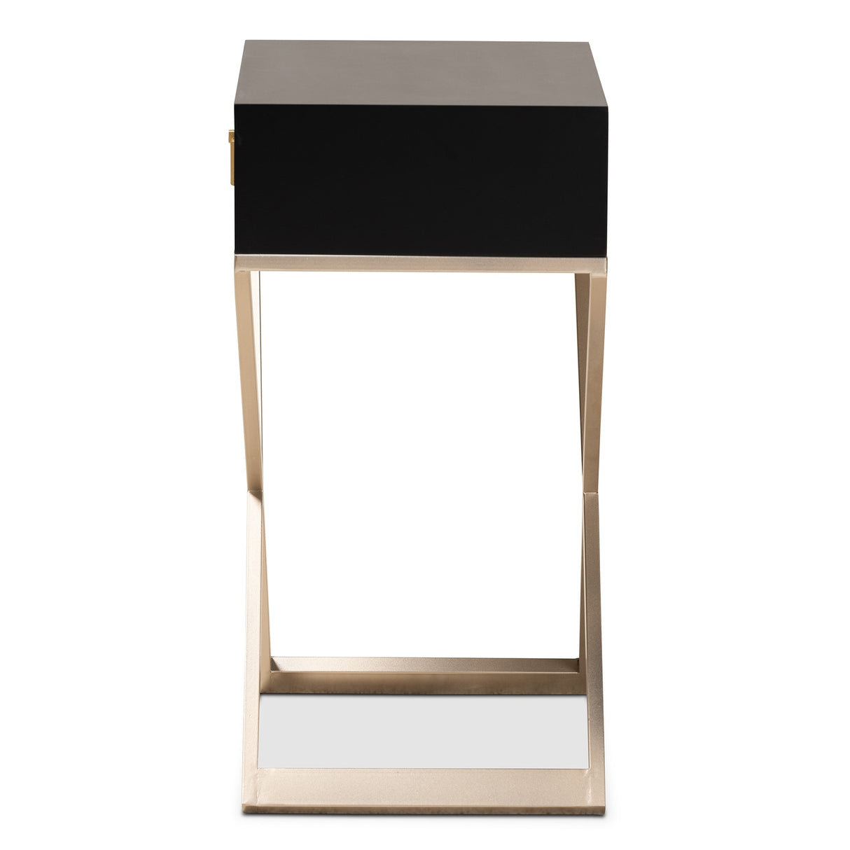 Baxton Studio Patricia Modern and Contemporary Wood and Powder Coated Brass Effect Metal 1-Drawer End Table
