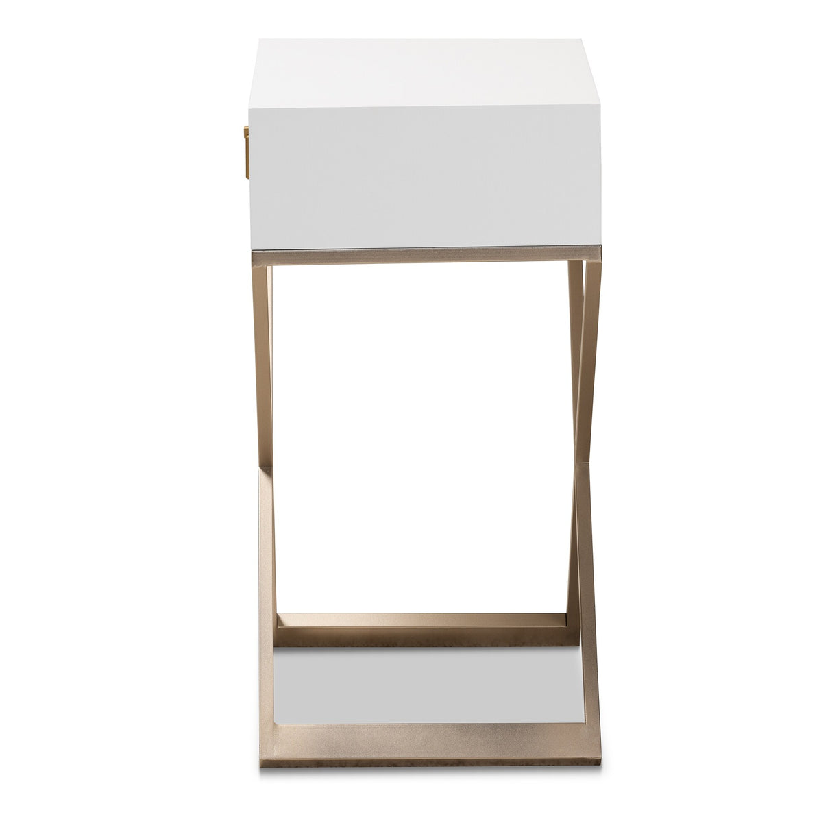 Baxton Studio Patricia Modern and Contemporary Wood and Powder Coated Brass Effect Metal 1-Drawer End Table