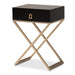 Baxton Studio Patricia Modern and Contemporary Wood and Powder Coated Brass Effect Metal 1-Drawer End Table
