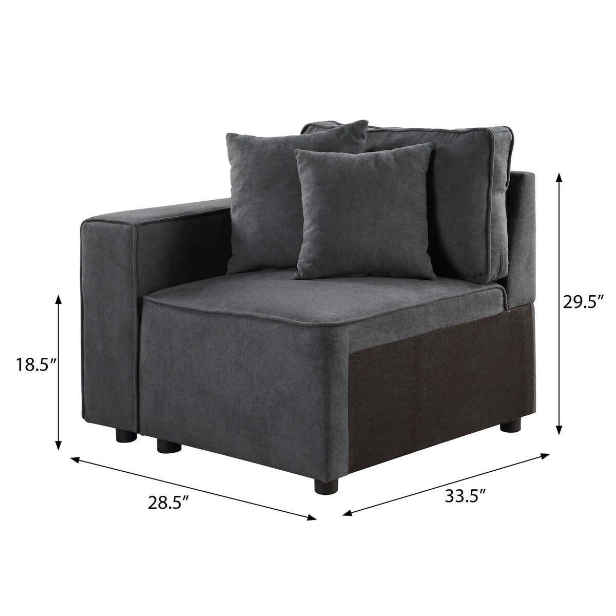 Patrick Grey Left Facing Loose Back Accent Chair