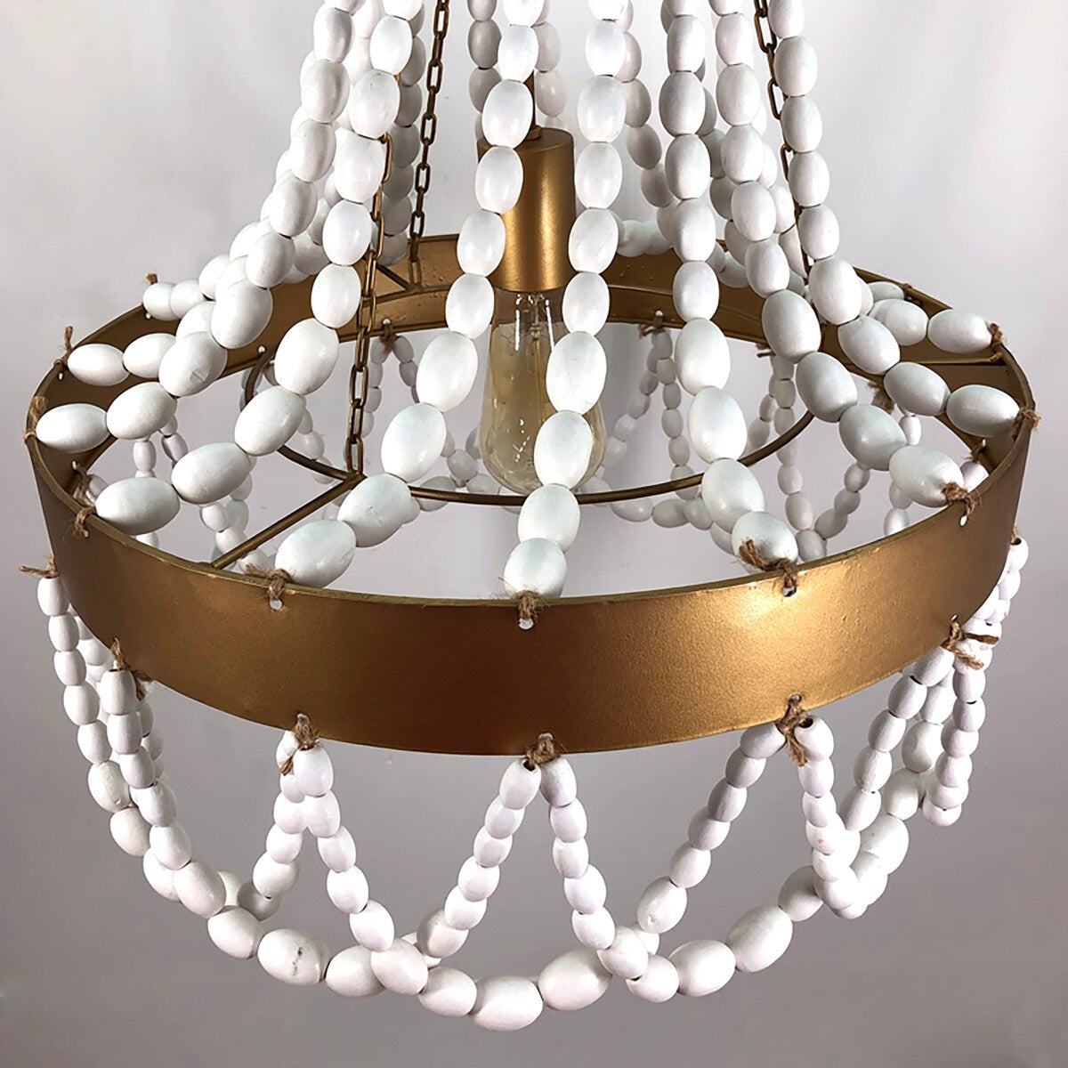 White Beaded Retro Pendant Light - 18.4"x 18.4"x 26.4"