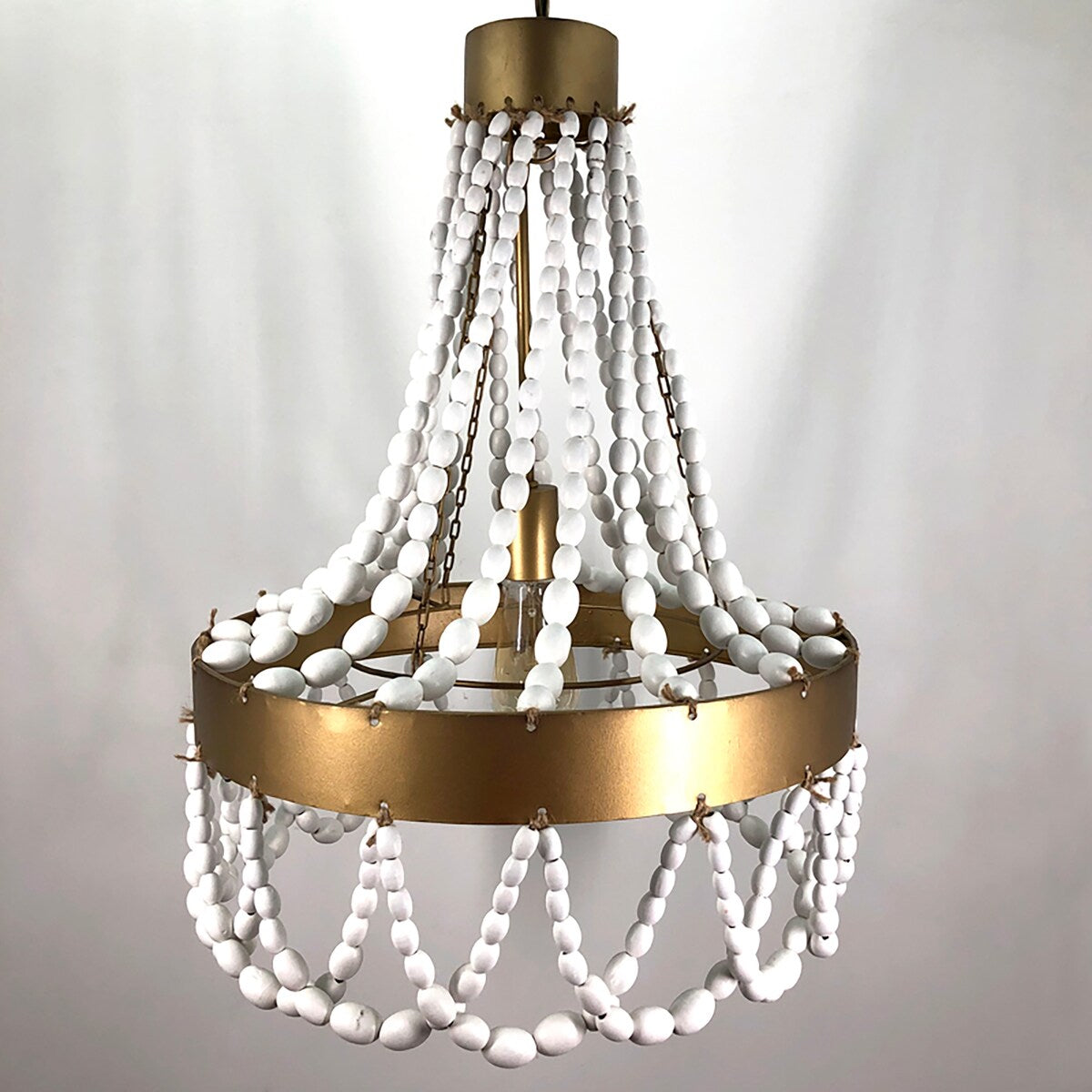 White Beaded Retro Pendant Light - 18.4"x 18.4"x 26.4"