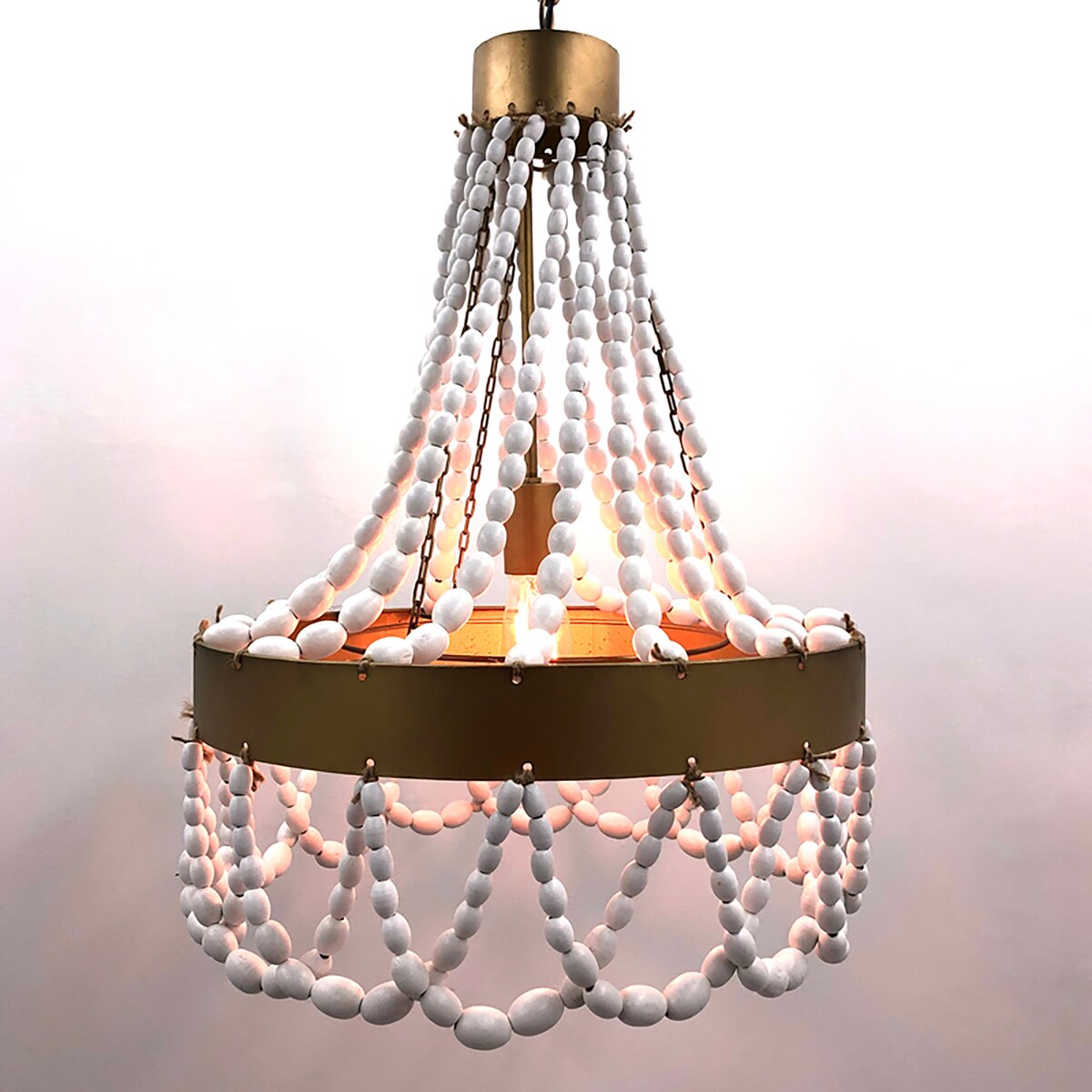 White Beaded Retro Pendant Light - 18.4"x 18.4"x 26.4"