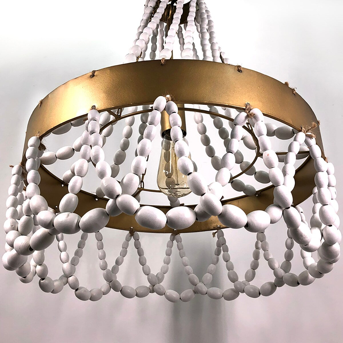White Beaded Retro Pendant Light - 18.4"x 18.4"x 26.4"