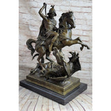 Patron Saint George And The Dragon Bronze Figurine Sculpture 20 Inches X 15 Inches