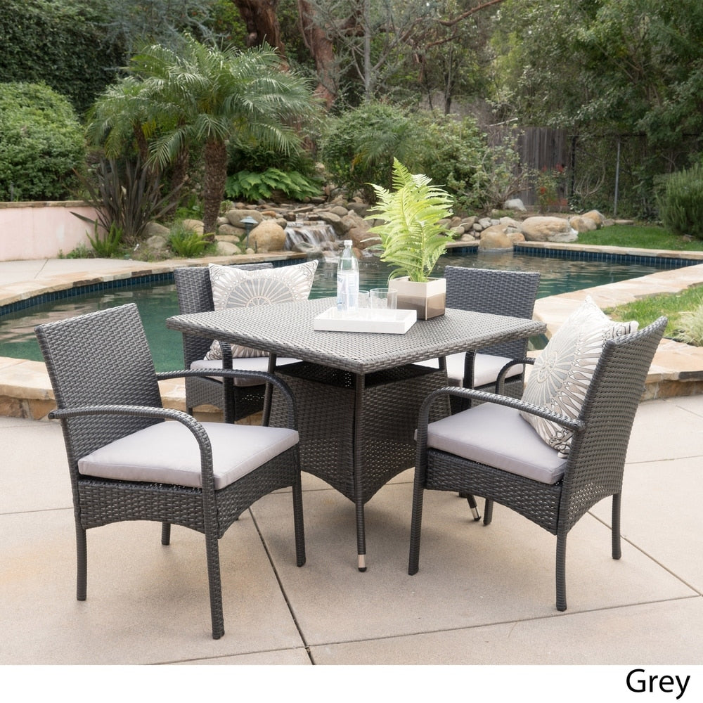Patterson Outdoor 5-piece Wicker Dining Set with Cushions by Christopher Knight Home