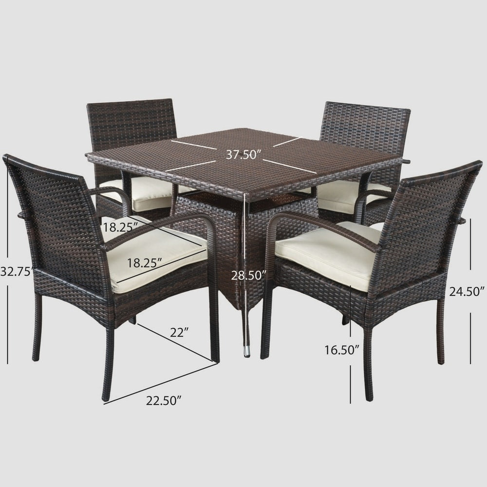 Patterson Outdoor 5-piece Wicker Dining Set with Cushions by Christopher Knight Home