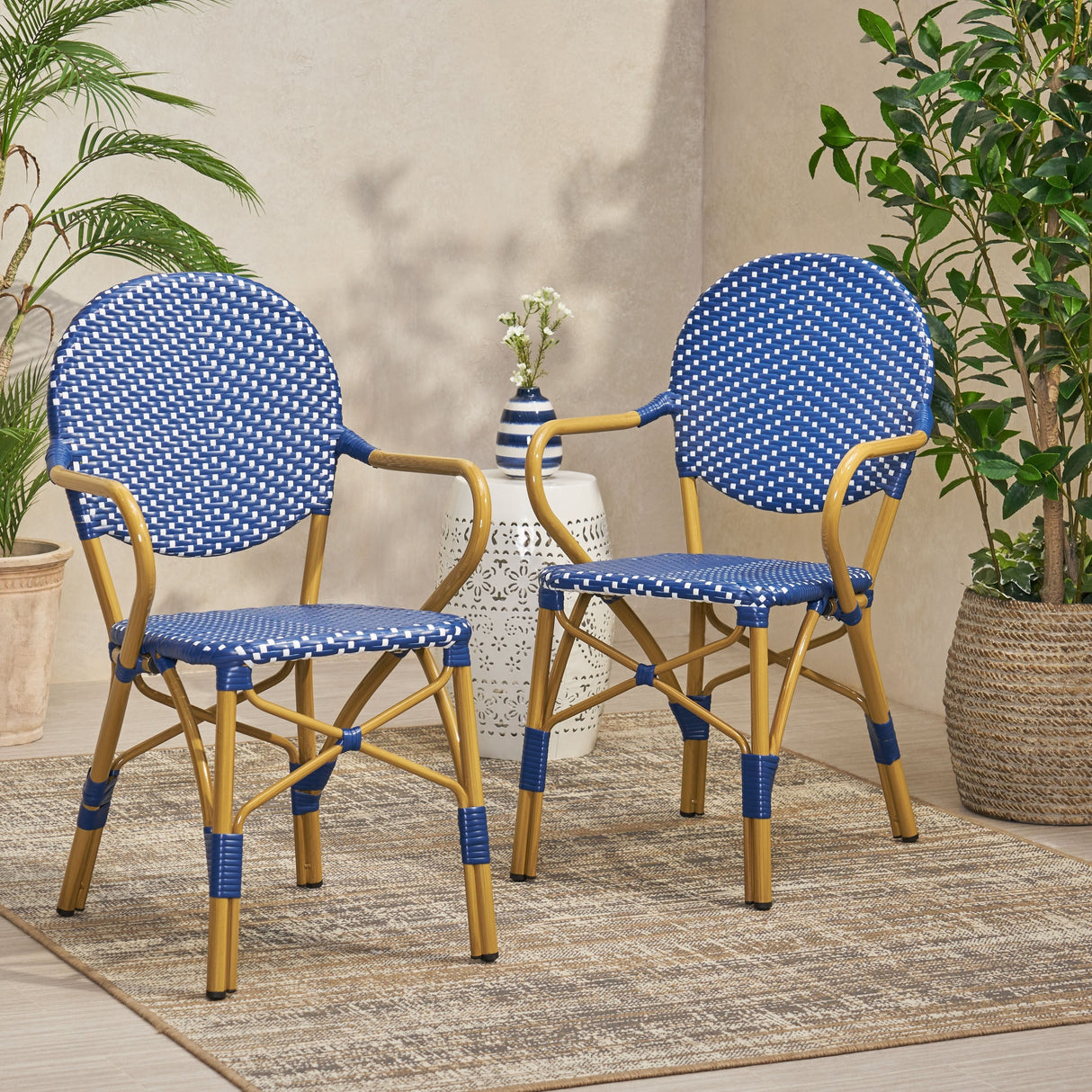 Paul Outdoor French Cafe Chair (Set of 2) by Christopher Knight Home - 21.50" L x 22.50" W x 35.75" H