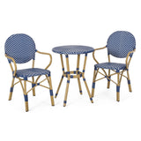 Paul Outdoor Aluminum and Wicker Outdoor French Cafe Set by Christopher Knight Home