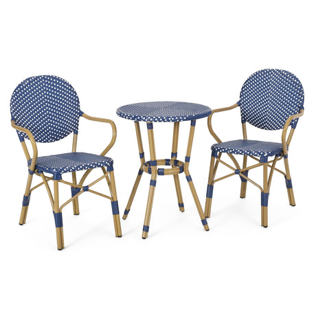 Paul Outdoor Aluminum and Wicker Outdoor French Cafe Set by Christopher Knight Home