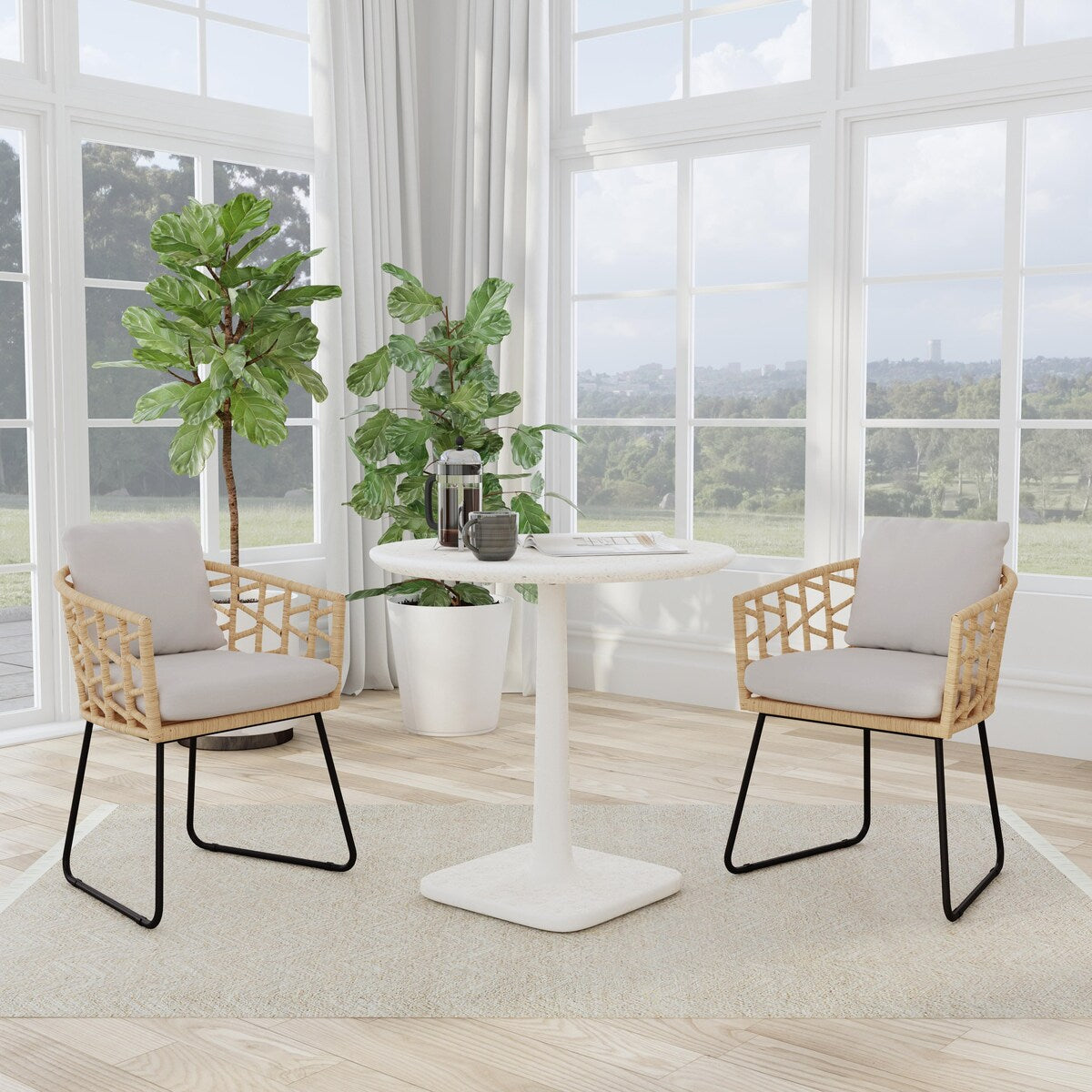 Classic Home Paulina 31" Concrete Outdoor Bistro Table in White