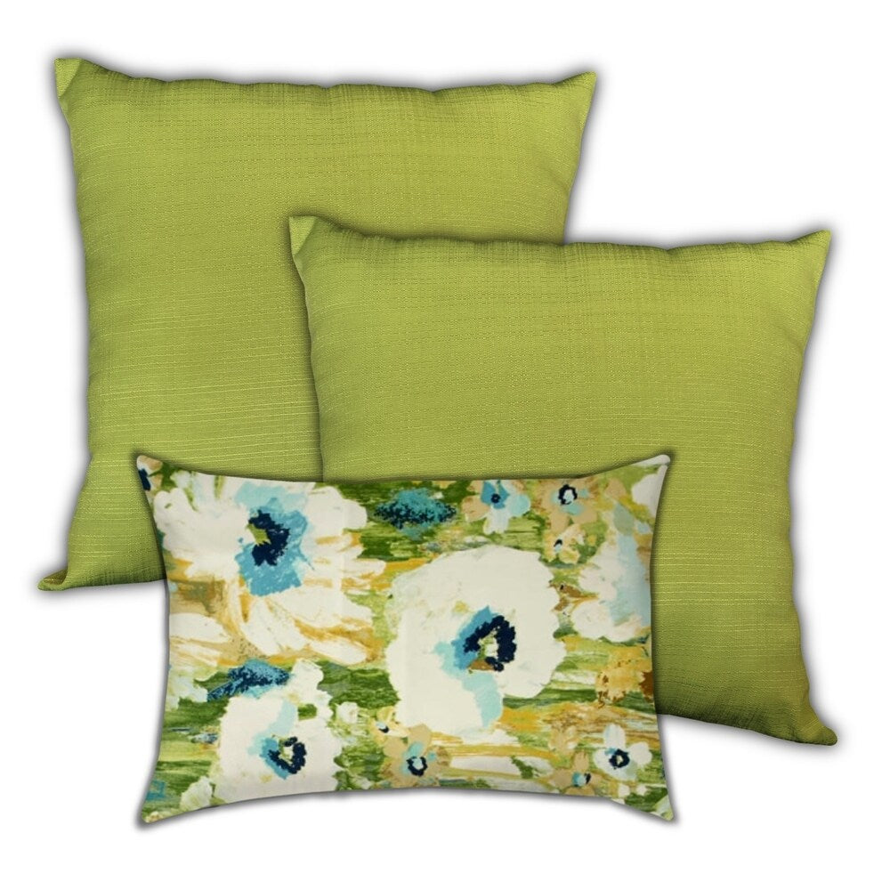 Paulines Gardens Indoor/Outdoor, Zippered Pillow Cover, Set of 3 Pillow