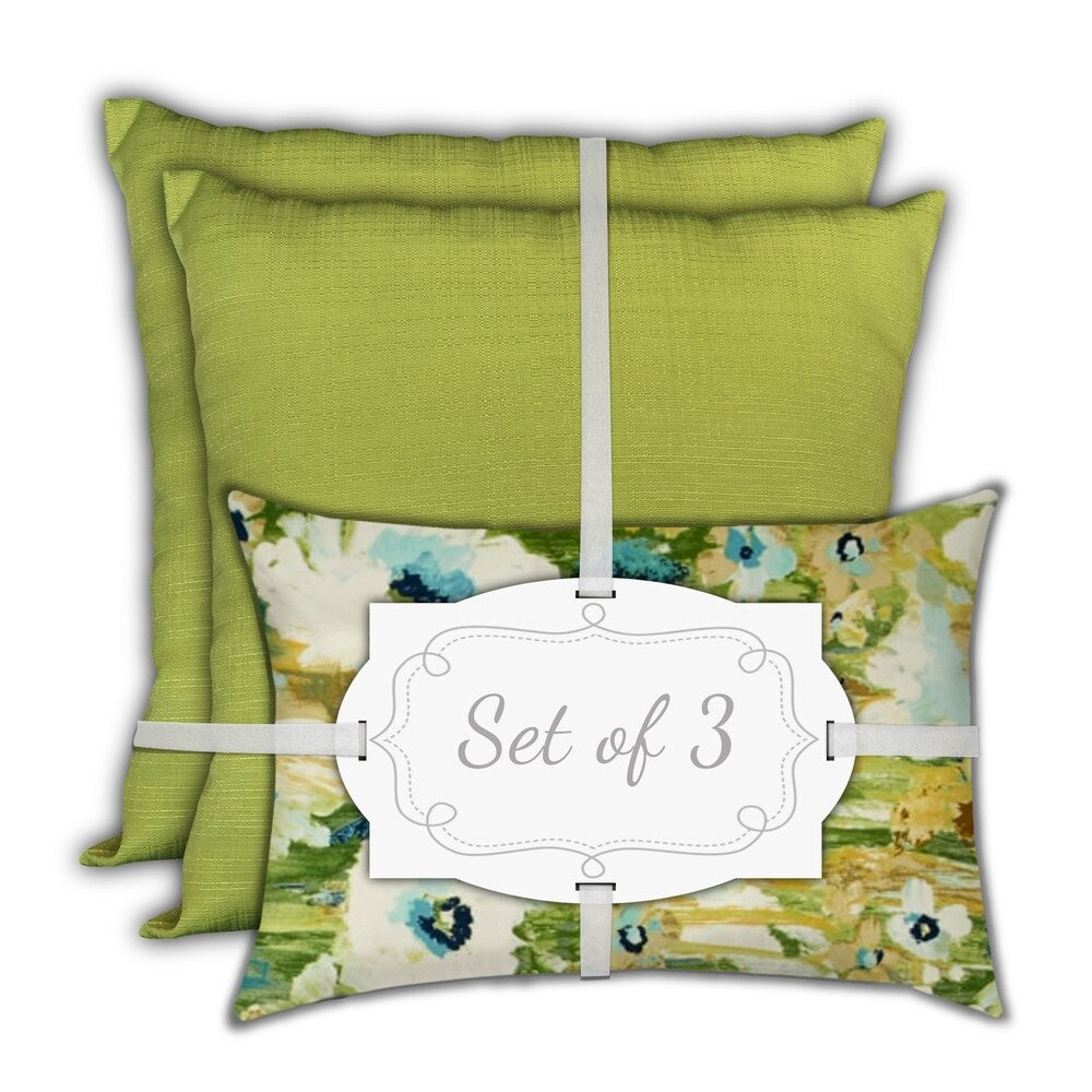 Paulines Gardens Indoor/Outdoor, Zippered Pillow Cover, Set of 3 Pillow