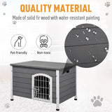 PawHut 21'' Wooden Decorative Dog Cage Kennel Wire Door with Lock Small Animal House with Openable Top Removable Bottom Gray