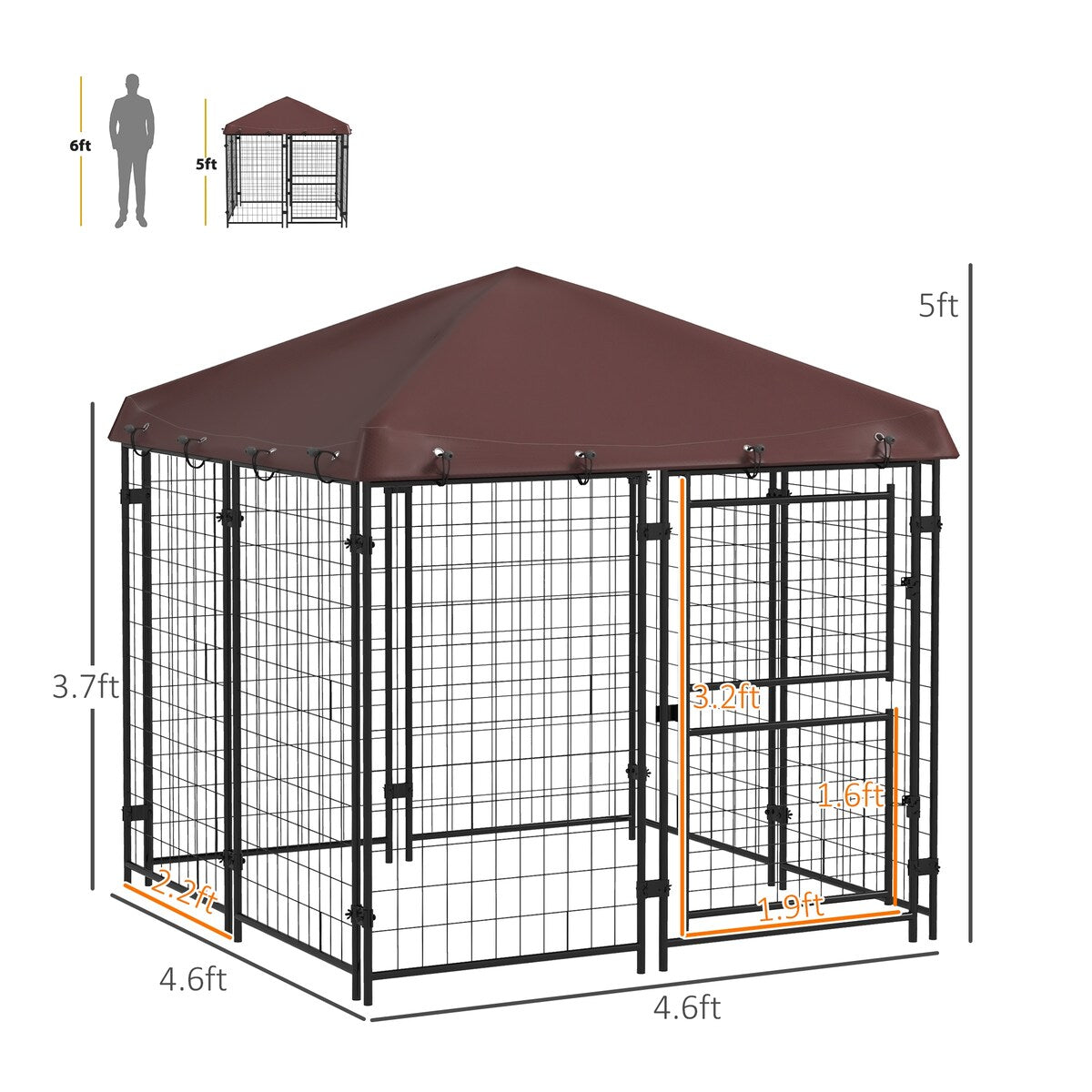 PawHut 4.6' x 5' Dog Kennel Outdoor with Waterproof Cover, Dog Playpen for Small and Medium-Sized Dogs
